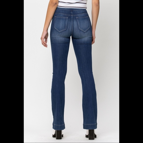 RESTOCK! New Cello Jeans Pull On Flares Dark Wash - Picture 4 of 16